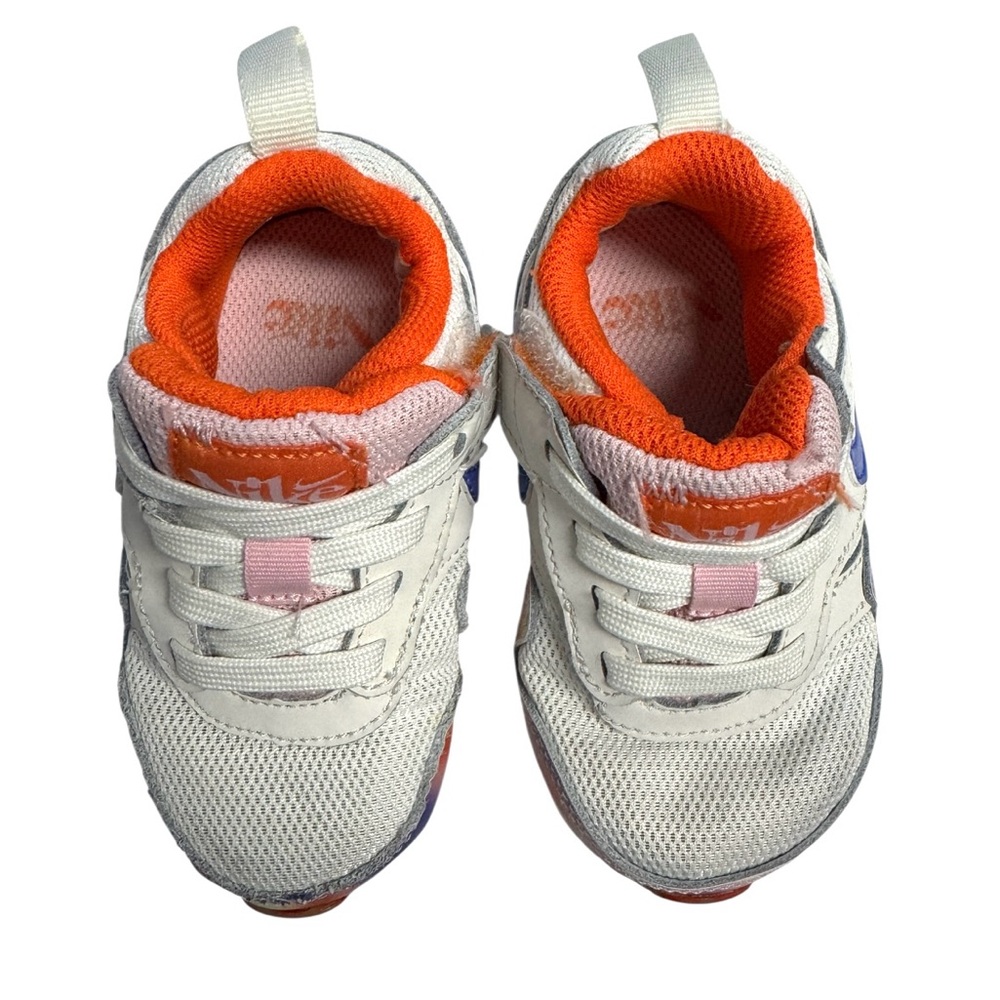Nike Air Max 1 White and Blue Sneakers with Orange Accents Toddlers 5C - Picture 6 of 8